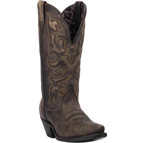 Laredo Womens Access Western Mid Calf Boots US 7 Wide Brown Leather EUC - Picture 1 of 13